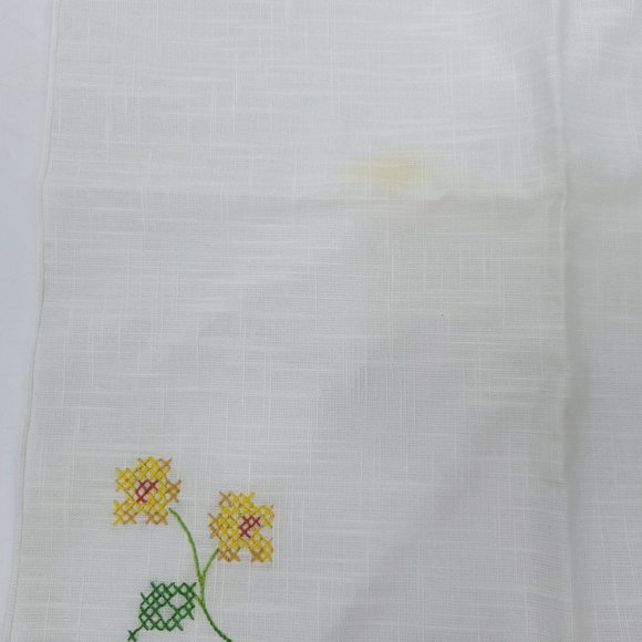 Set of 8 Embroidered Napkins 4 Napkin Rings STAIN READ Floral Cross Stitch - Picture 5 of 6